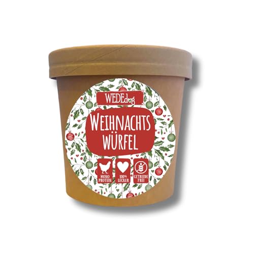 WEDEdog Weihnachtswürfel Hähnchen 100 g I Weihnachten Hund I Hundeleckerli Weihnachten I Leckerlies für Hunde I Hund I getreidefrei von WEDEdog