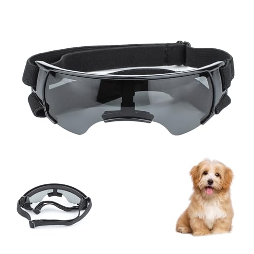 Hundebrille,Sonnenbrille Für Hunde,Augenschutzbrille Für Hunde,Hundebrille Für Kleine Hunde,Hundebrille Für Mittlere Hunde,Anti-UV Wasserdicht Winddicht Einstellbar Sonnenbrille Schutzbrille (Schwarz) von WEEVDRIE