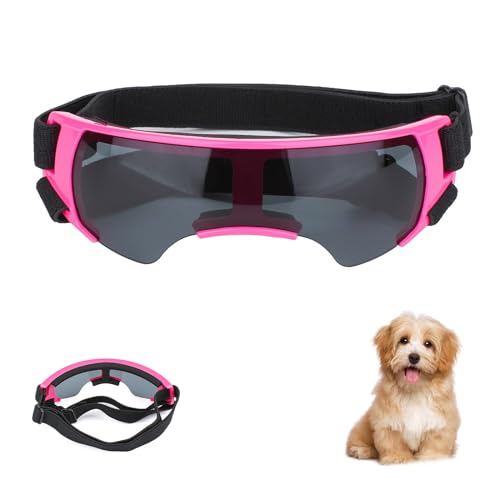 Hundebrille,Sonnenbrille Für Hunde,Augenschutzbrille Für Hunde,Hundebrille Für Kleine Hunde,Hundebrille Für Mittlere Hunde,Anti-UV Wasserdicht Winddicht Einstellbar Sonnenbrille Schutzbrille (Rosa) von WEEVDRIE