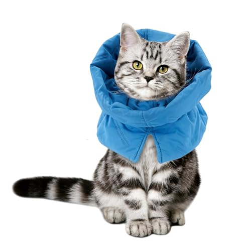 Katzenkegelhalsband Weich,Katzen Erholungshalsband,Halskrause Katze,Verstellbares Schutzhalsband für Katzen,Haustier Kegelhalsband nach Operation,Halsbänder für Katzen,Kätzchen,Welpen (Blau, M) von WEEVDRIE