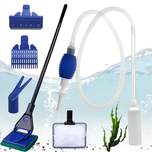 WEGREAT Aquarium Reinigungsset 5 in 1: Aquarium Reinigungs Set Aquarium Wasserwechsel Siphon und 5 Reinigungswerkzeuge Abnehmbar, Aquarium Zubehoer für Wasserwechsel und Reinigung von WEGREAT