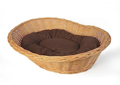 WEIDENPROFI Hundekorb Weide hell, oval mit Kissen, 52x41 cm von WEIDENPROFI