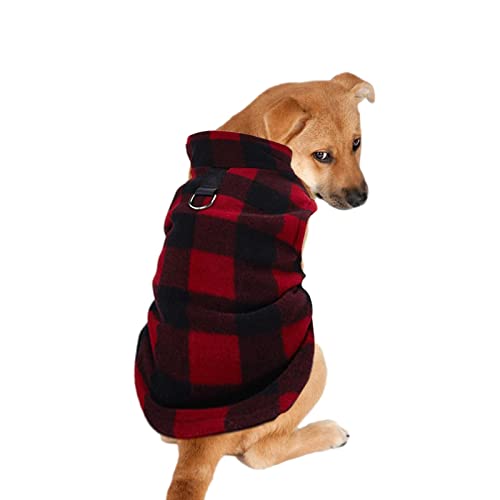 WEITING Fleece-Hundeweste, gemütlicher Hundemantel für kaltes Wetter, kariertes Design, ärmellos, warm, dicker Pullover, Hundejacke für Schnee, Regen, kaltes Wetter, Geschenk für Hundeliebhaber von WEITING