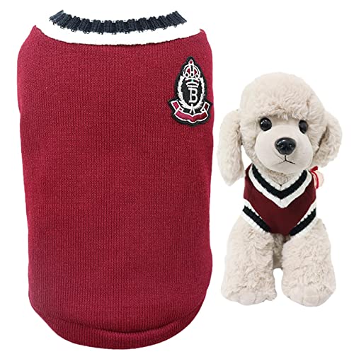 WEITING Haustier-Strickpullover,Bequemer Warmer Haustierpullover mit V-Ausschnitt | Leichter, Warmer Hund, Dicker Pullover mit V-Ausschnitt, College-Stil, Winterkleidung für kleine Hunde, mittelgroße von WEITING