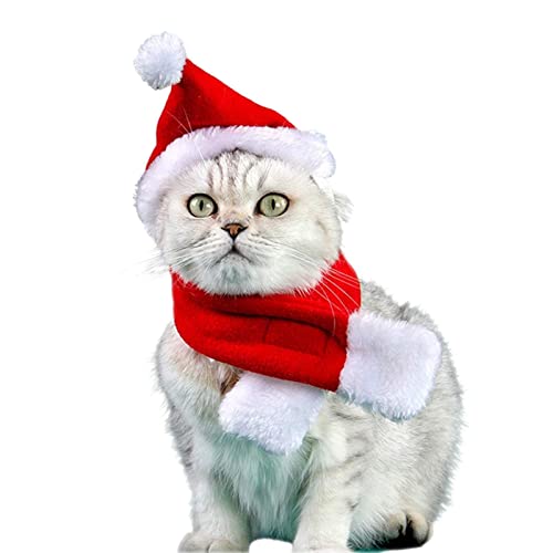 WEITING Hut und Schal des Weihnachtsmanns - Weihnachtsmann Schal für Haustiere, Hunde und Katzen, Zubehör für Verkleidung, Winterschal für Hunde, Verkleidung für Partys von WEITING