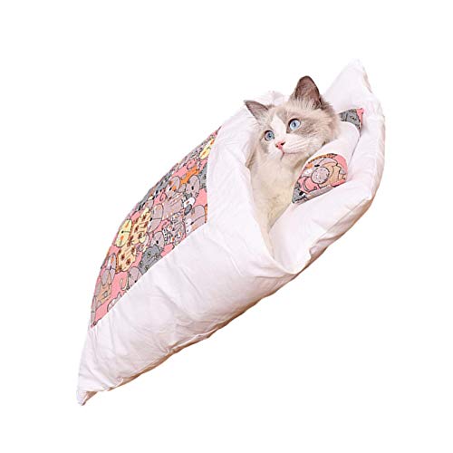 WEITING Katzenschlafsack abnehmbare waschbare wärmende Haustierbetten Kuschelsack Decke Matte Katzen Hunde Nest Höhlenhaus von WEITING