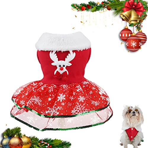 WEITING Weihnachtskleid für Hunde, Haustier, glitzernd, Hundekleid, Rock für Katzen, Hunde, Kleidung, Katzenmantel, Hundejacken für Katzen und Hunde von WEITING