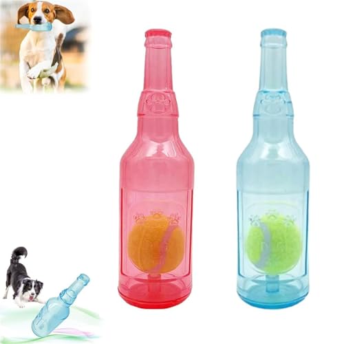 WEIWOGU Crunchnplay Flaschenspielzeug, Zentric Shop Flaschenspielzeug für Hunde, Flaschenkauspielzeug für Hunde, Wasserflaschenspielzeug für Hunde, Plastikflaschenspielzeug für Hunde (20CM,B+R) von WEIWOGU