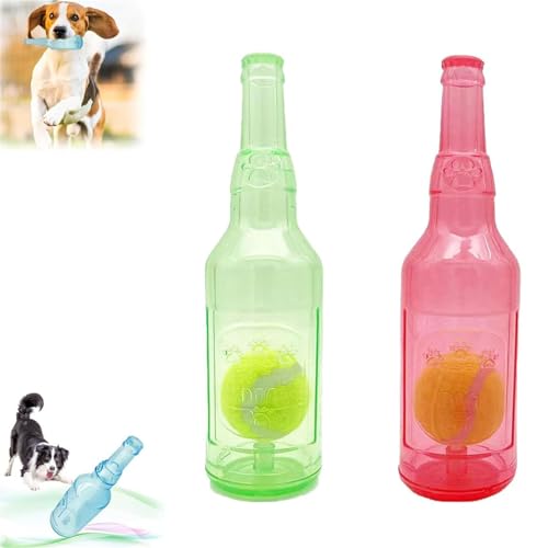 WEIWOGU Crunchnplay Flaschenspielzeug, Zentric Shop Flaschenspielzeug für Hunde, Flaschenkauspielzeug für Hunde, Wasserflaschenspielzeug für Hunde, Plastikflaschenspielzeug für Hunde (20CM,R+G) von WEIWOGU