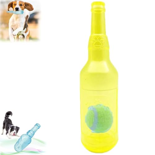 WEIWOGU Crunchnplay Flaschenspielzeug, Zentric Shop Flaschenspielzeug für Hunde, Flaschenkauspielzeug für Hunde, Wasserflaschenspielzeug für Hunde, Plastikflaschenspielzeug für Hunde (20CM,Yellow) von WEIWOGU