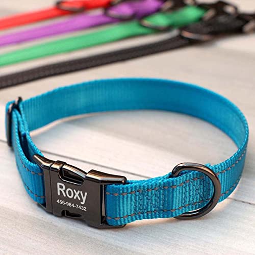 Hundehalsband, personalisierbar, Lasergravur, ID-Namensschild, verstellbar, robustes Nylon mit Metallschnalle, Haustiergeschenk für kleine, mittelgroße und große Hunde von WEIWU