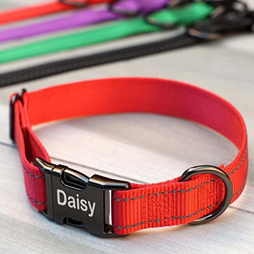 Hundehalsband, personalisierbar, Lasergravur, ID-Namensschild, verstellbar, robustes Nylon mit Metallschnalle, Haustiergeschenk für kleine, mittelgroße und große Hunde von WEIWU