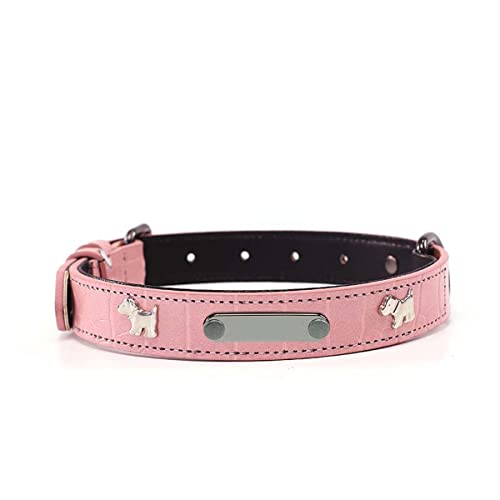 Hundehalsband aus Leder mit personalisiertem graviertem Edelstahl-Namensschild, weich gepolstert, verstellbar, für kleine, mittelgroße und große Hunde von WEIWU