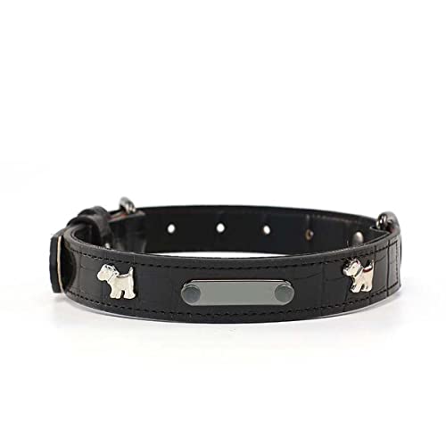 Hundehalsband aus Leder mit personalisiertem graviertem Edelstahl-Namensschild, weich gepolstert, verstellbar, für kleine, mittelgroße und große Hunde von WEIWU