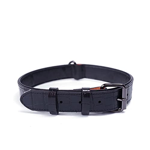 Premium Leder Hundehalsband mit Personalisiert Namensschild, Weiche Haptik Verstellbar Hundehalsband mit D-Ring für große & kleine Hunde,XS,S,M,L von WEIWU