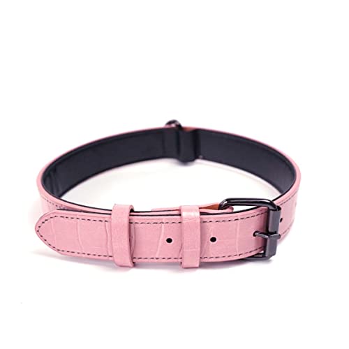 Premium Leder Hundehalsband mit Personalisiert Namensschild, Weiche Haptik Verstellbar Hundehalsband mit D-Ring für große & kleine Hunde,XS,S,M,L von WEIWU