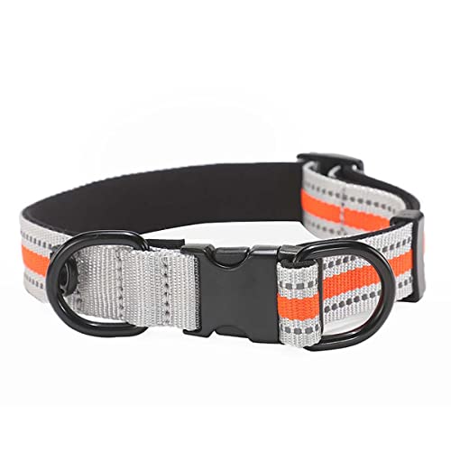 Reflektierende Linie Hundehalsband Personalisierte Gravur Name Nummer Metall Schnalle, Robustes Nylon Verstellbares Hundehalsband für Kleine Mittlere Große Hunde von WEIWU