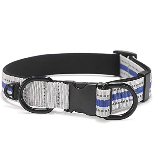 Reflektierende Linie Hundehalsband Personalisierte Gravur Name Nummer Metall Schnalle, Robustes Nylon Verstellbares Hundehalsband für Kleine Mittlere Große Hunde von WEIWU