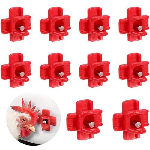 Chicken Automatic Feeder, 10pcs Automatische Kunststoff Chicken Drinker, Geflügel Wassertrinker, Roter GeflüGeltrinkbrunnen, Hühnertränke Automatische, GeflüGeltrinkset, für HüHner, Enten, Gans von WEIWUXIAN