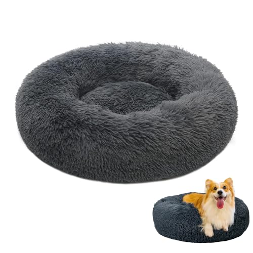 WEIWUXIAN Rund Hundekissen Donut, Hundekissen Rund Hundekorb, Hundebett Katzenbett Flauschig Rund, Hundesofa Katzenbett Donut Kuscheliges für Kleine Hunde, Katzen und Andere Haustiere von WEIWUXIAN