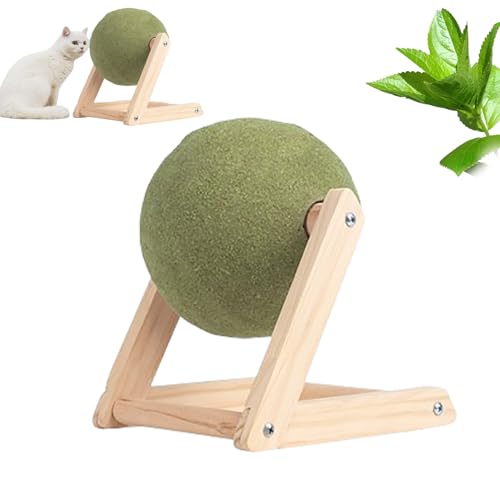 WEJDYKG Catnip Floor Ball Toy, Cat Mint Ball Toy, Rotatable Catnip Roller Ball Floor Mount, Enjoyable and Safe Catnip Toys Balls for Cat Playing (S) von WEJDYKG