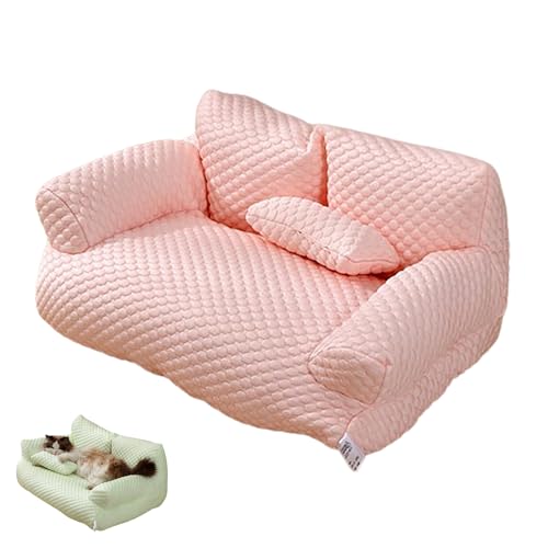 WEJDYKG Ice Silk Cooling Pet Bed Breathable Washable Dog Sofa Bed, Removable and Washable Pet Bed, Dog Cooling Bed Summer Sleeping Cool Ice Silk Bed for Small Large Dogs (L,Pink) von WEJDYKG