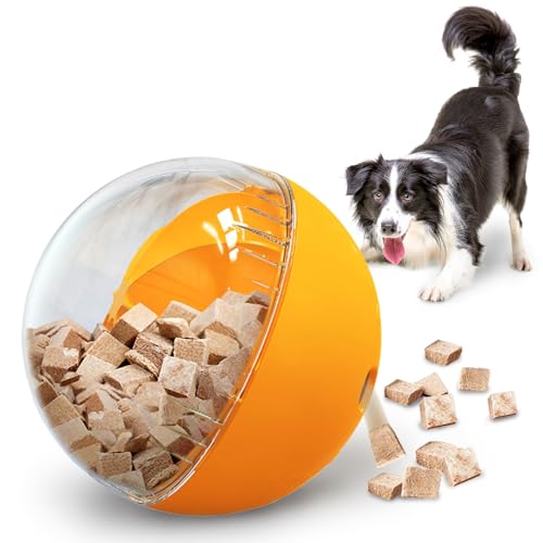 WELIKEIT Leckerli-Spender für Hunde, interaktives Leckerli-Spenderspielzeug, Dosierung von Futter, um den Hund beschäftigt zu halten, geistige Stimulation und geistig stimulierend (Orange) von WELIKEIT