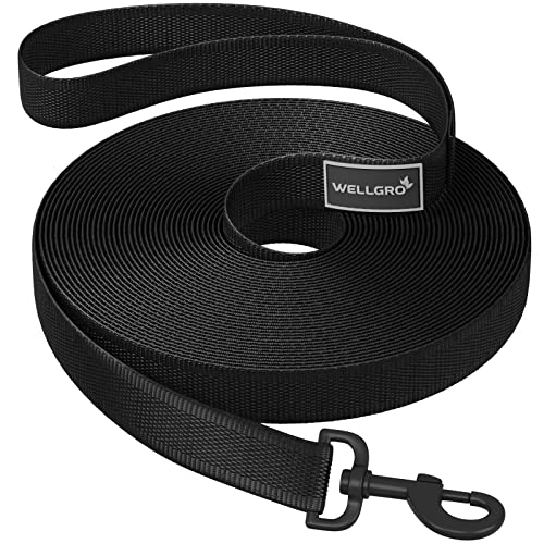 WELLGRO Schleppleine für Hunde mit Handschlaufe 3m / 5m / 10m / 15m / 20m / 25m / 30m Hundeleine robust Nylon Metallkarabiner Trainingsleine, Größen:20 Meter von WELLGRO