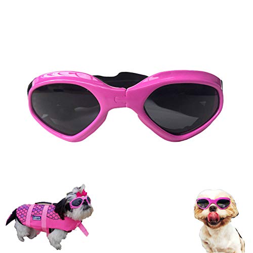 WELLXUNK Hunde Sonnenbrille Verstellbarer Riemen für UV-Sonnenbrillen Wasserdichter Schutz für kleine und mittlere Hunde von WELLXUNK