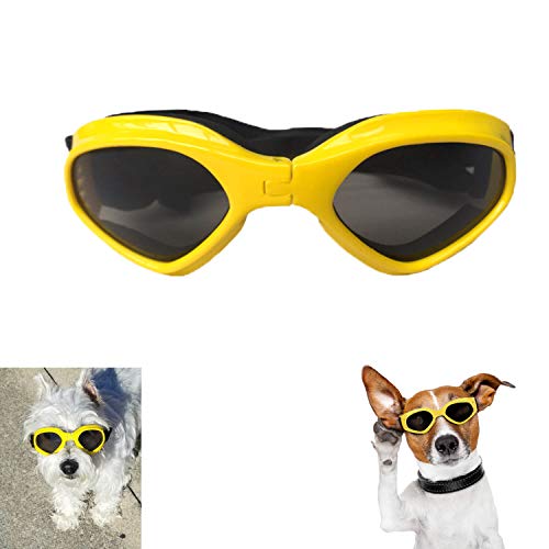 WELLXUNK Hunde Sonnenbrille Verstellbarer Riemen für UV-Sonnenbrillen Wasserdichter Schutz für kleine und mittlere Hunde von WELLXUNK