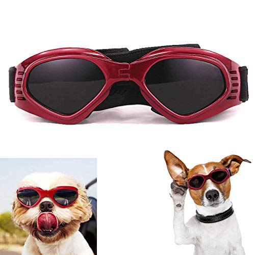 WELLXUNK Hunde Sonnenbrille Verstellbarer Riemen für UV-Sonnenbrillen Wasserdichter Schutz für kleine und mittlere Hunde von WELLXUNK