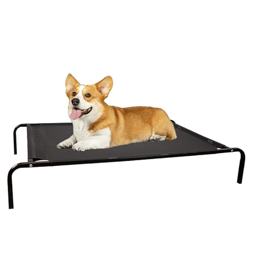 WELLYELO Kleines kühlendes erhöhtes Hundebett, erhöhtes Hundebett für kleine Hunde, Outdoor-Haustierbett, Hundehängematte (35 x 22, schwarz) von WELLYELO