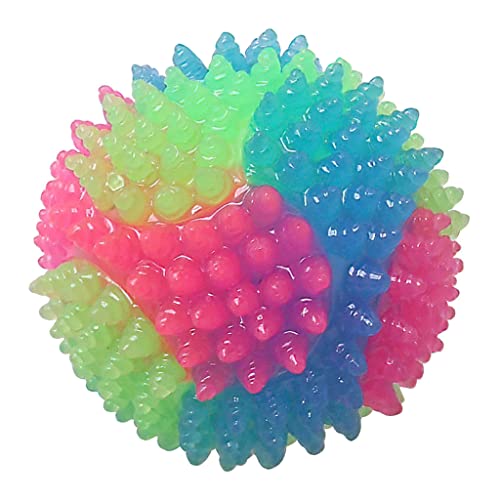 WENGU Hundespielzeug, Ball, bunt mit hellen Zähnen, Reinigung, Kauspielzeug, leuchtendes Gummi für kleine und große Hunde, stacheliger Hundeball, kein Quietschen, kein Quietschen, kleines Licht von WENGU