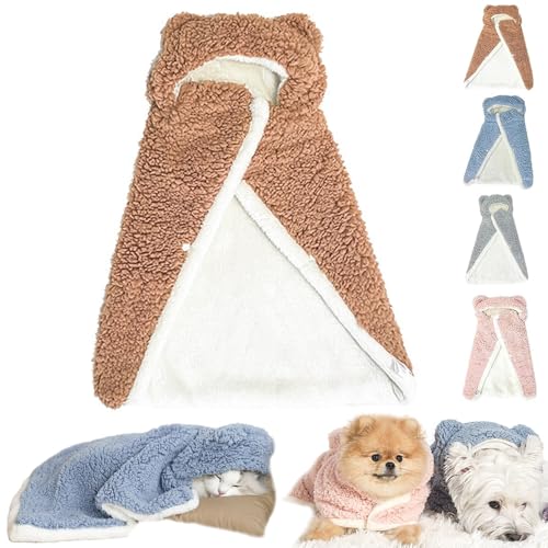 Pet Cape Blanket, Dog Cape Blanket, Pet Dog Cape Blanket, Dog Winter Coat with Hat, Pet Robe Blanket Pet Clothing Warm Sleeping Blanket (M,Kaffee) von WENJIN