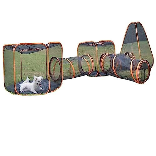 Outdoor Cat Tunnel Katzengehäuse Außenverbindung Pet Play Tunnel House Katzenhund Kaninchenzelt,Schwarz,Four in one von WENNEWU