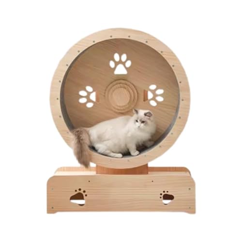 WENNEWU Katzen Laufband Mit Katzentunnel, Katzenrad Aus Massivem Holz, Silent Cat Fitness+ Laufrad, FüR Alle Katzen, Ohne Installation Von Katzenspielzeug,Wood,75cm von WENNEWU