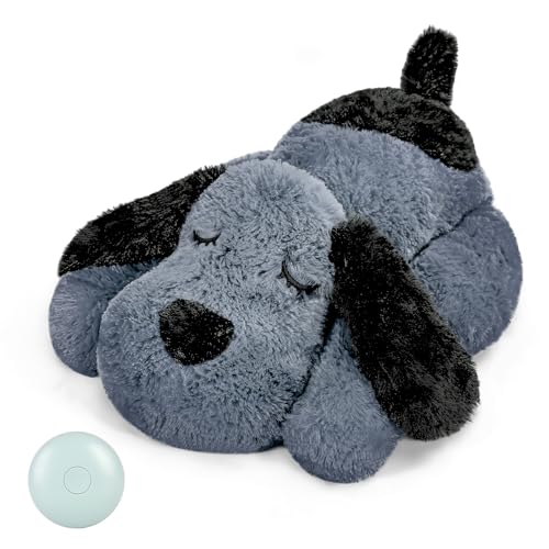 WEOK Heartbeat Welpe Plüsch Hundespielzeug, Welpe Herzschlag Stofftier für Hunde Angst Linderung Verhalten Hilfe Spielzeug, Herzschlag Plüschtiere für Hunde (Grey) von WEOK