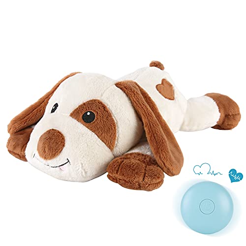 WEOK Heartbeat Welpe Plüsch Hundespielzeug, Welpe Herzschlag Stofftier für Hunde Angst Linderung Verhalten Hilfe Spielzeug (White + small) von WEOK