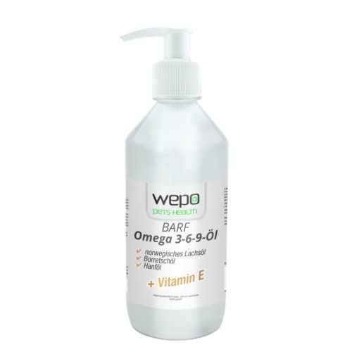 WEPO 3-6-9 Barf Hunde-Öl Premium-Qualität - 100% natürliches Omega 3 6 9 Fell- Haut- Haar- Öl 500ml von WEPO