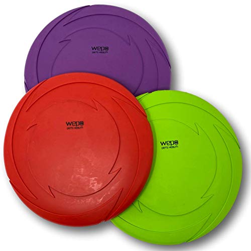 WEPO Frisbee Hund - Ø 18cm 3er Set - Wasserspielzeug Hund - Hundespielzeug große Hunde - Toy - Hunde Trainingsspielzeug in Rot/Lila/Grün - zum Werfen, Spielen & Trainieren bei jedem Wetter von WEPO