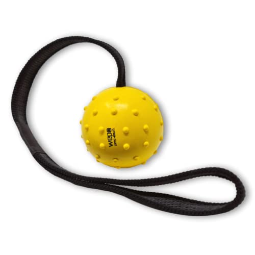 WEPO Hundespielzeug Ball mit Seil Gelb - Wurfball Hund - Welpenspielzeug Ball - Kauspielzeug Hund - Hundespielzeug Garten zum Werfen, Schleudern & Apportieren - Interaktives Spielzeug von WEPO