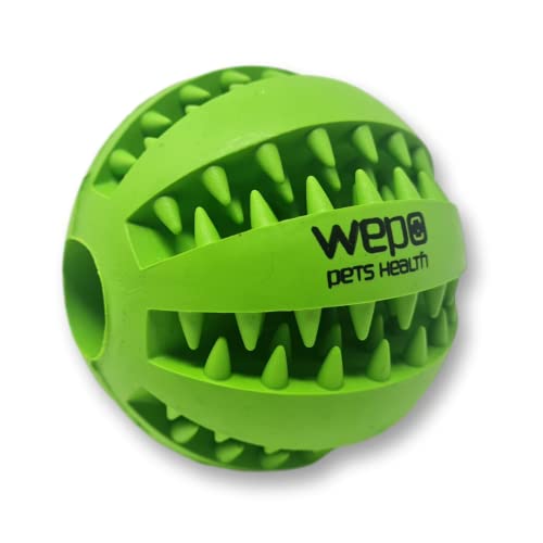 WEPO Zahnpflege Ball Hund - Ø 7cm grün - Zahnpflegespielzeug Hund aus Naturkautschuk - Kauball - Ball mit Zähnen Hund zum Befüllen - Hilft bei Zahnstein zu gesünderen Zähnen von WEPO