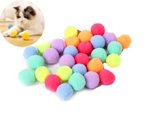 Pack of 30 Pet Toy Ball, Fluffy Balls Colorful in Reusable, 1.18 inch Throwing Toys for Cat Dog von ivyacen