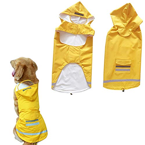 WESEEDOO Hunde Regenmantel Wasserdicht Regenmantel Hunde Klein Welpenregenmantel Hund Regenmantel mit Kapuze Hund voller Regenmantel Yellow,4XL von WESEEDOO