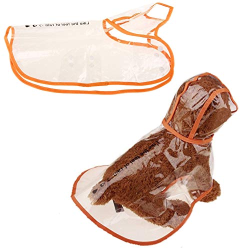 WESEEDOO Hunderegenmantel Für Kleine Hunde Hunde Regenmantel Wasserdicht Hundemäntel für mittlere Hunde Wasserdicht Hund Regenmantel mit Kapuze Clear-orange,6XL von WESEEDOO