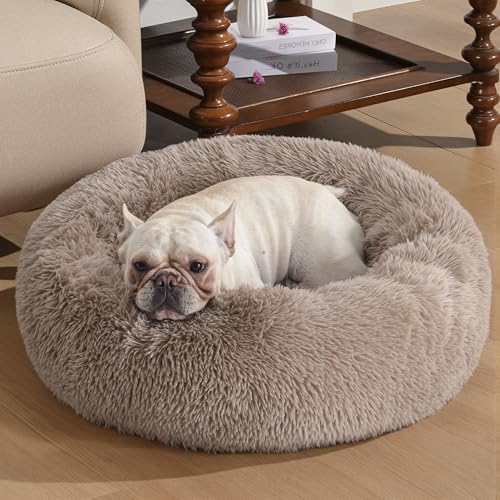 Western Home Hundebett Run, Katzenbett Flauschig, Hundekissen Kleine Hunde,Hundebett Waschbar,Hundekorb,Katzenkorb Zum Schlafen 91 cm,Braun von WESTERN HOME WH