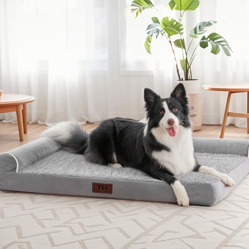Orthopädische Hundebetten für große Hunde, Haustier-Sofabett mit abnehmbarem waschbarem Bezug, Eierschaum-Unterstützung, Nackenrolle für bequemen Schlaf, wasserdichtes und rutschfestes Unterbett Orthopädische Hundebetten für große Hunde, Haustier-Sofabett mit abnehmbarem waschbarem Bezug, Eierschaum-Unterstützung, Nackenrolle für bequemen Schlaf, wasserdichtes und rutschfestes Unterbett von WESTERN HOME