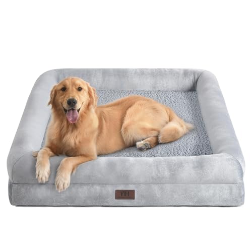 WESTERN HOME Orthopädische Hundebetten für große Hunde, waschbar, wasserdicht, Hunde-Couch-Bett, Nackenrolle, Hundebett, strapazierfähiges Hundesofa mit abnehmbaren Bezügen und rutschfester von WESTERN HOME