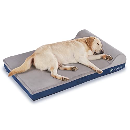 WEVEGO Hundebett, großes Hundebett mit Kissen, Dicker Gel-Memory-Foam-Flanellstoff, strapazierfähiges, wasserdichtes Futter und Abnehmbarer, waschbarer Bezug mit Rutschfester Unterseite, Größen Jumbo von WEVEGO