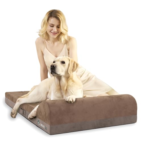 WEVEGO Jumbo Orthopädisches Hundebett, 20 cm dick, Gel-Memory-Schaum, Haustierbetten mit Kissen, strapazierfähiger, weicher Flanellstoff mit wasserdichtem Futter und abnehmbarem, waschbarem Bezug, von WEVEGO